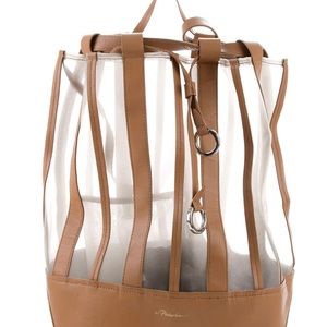 Designer leather and mesh backpack